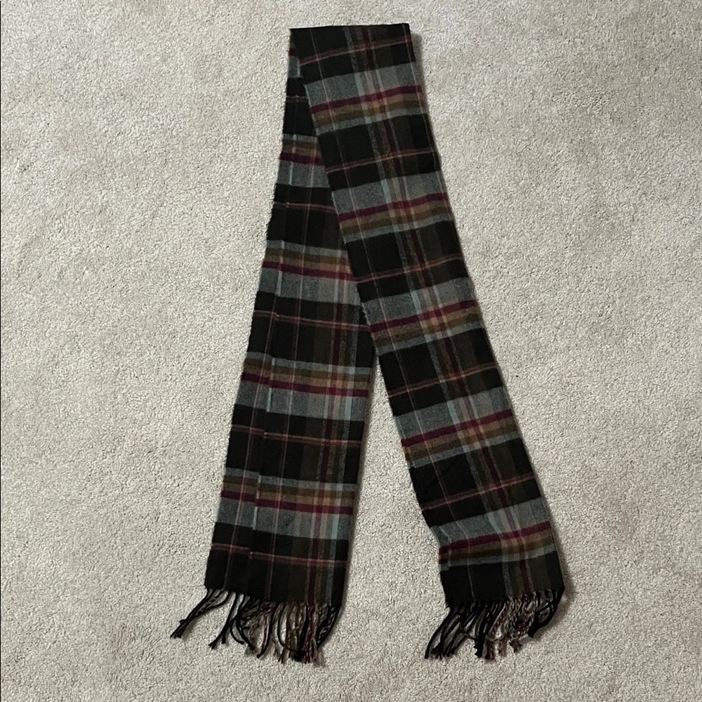 Classic Brown, Light Blue, and Maroon Plaid Men's Scarf